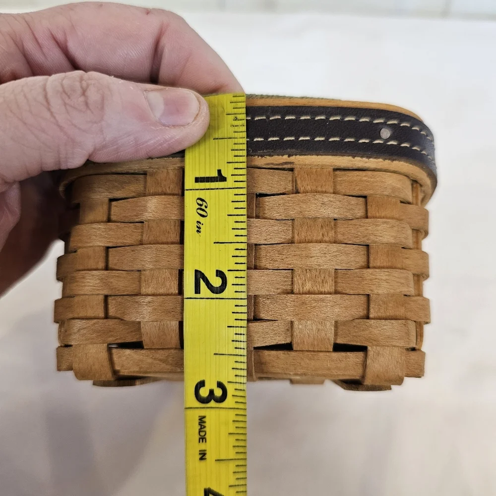 Longaberger 2003 Vintage Fathers Day Pocket Change Basket Leather Trim Woven